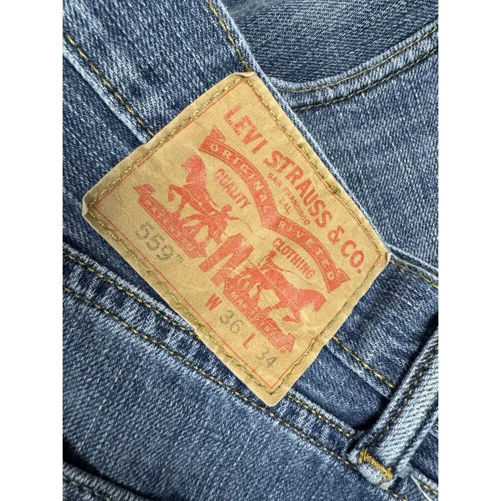 Levi’s 559 Men’s Jeans 36x34 Relaxed Straight Leg Medium Wash Blue Denim
